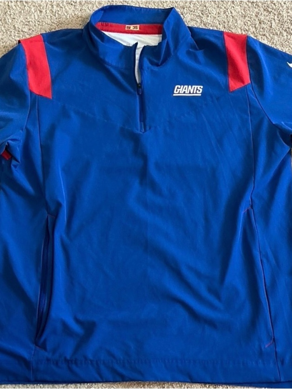 Nike New York Giants On-Field Player Issued #35 Windbreaker 1/4 zip Blue Mens XL